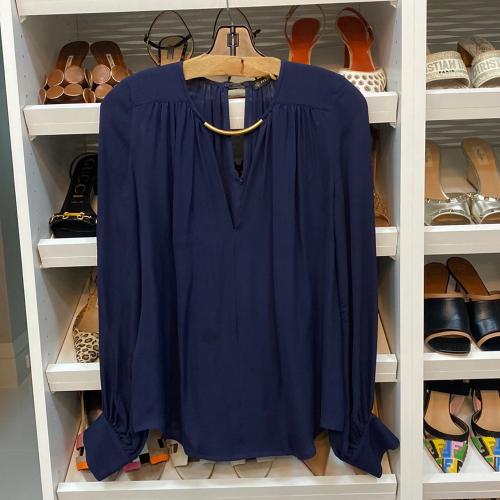 Gorgeous silk blouse with embellished neckline